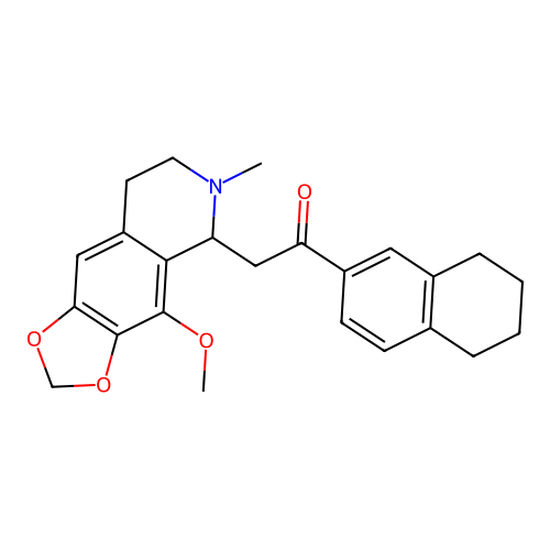 2-(4-methoxy-6-methyl-5,6,7,8-tetrahydro-[1,3]dioxolo[4,5-g]isoquinolin-5-yl)-1-(5,6,7,8-tetrahydronaphthalen-2-yl)ethanone structure