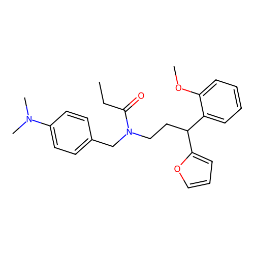 N-(4-(dimethylamino)benzyl)-N-(3-(furan-2-yl)-3-(2-methoxyphenyl)propyl)propionamide structure