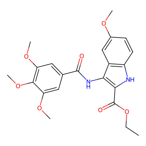 Ethyl 5-methoxy-3-(3,4,5-trimethoxybenzamido)-1H-indole-2-carboxylate structure