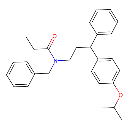 N-benzyl-N-(3-(4-isopropoxyphenyl)-3-phenylpropyl)propionamide structure