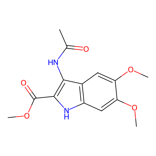 methyl 3-acetamido-5,6-dimethoxy-1H-indole-2-carboxylate structure