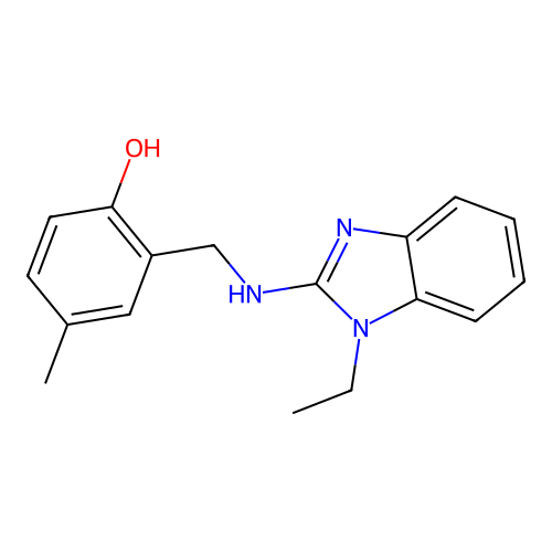 2-{[(1-ethyl-1H-benzimidazol-2-yl)amino]methyl}-4-methylphenol structure