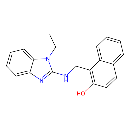 1-{[(1-ethyl-1H-benzimidazol-2-yl)amino]methyl}naphthalen-2-ol structure