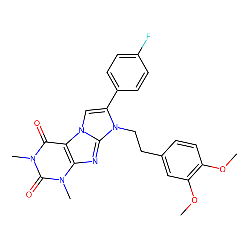 6-[2-(3,4-dimethoxyphenyl)ethyl]-7-(4-fluorophenyl)-2,4-dimethylpurino[7,8-a]imidazole-1,3-dione structure