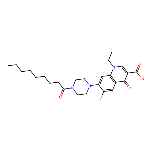 1-Ethyl-6-fluoro-7-(4-nonanoylpiperazin-1-yl)-4-oxoquinoline-3-carboxylic acid structure