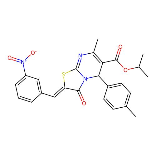 (Z)-isopropyl 7-methyl-2-(3-nitrobenzylidene)-3-oxo-5-(p-tolyl)-3,5-dihydro-2H-thiazolo[3,2-a]pyrimidine-6-carboxylate structure