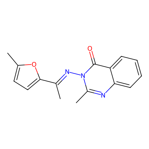 (E)-2-methyl-3-((1-(5-methylfuran-2-yl)ethylidene)amino)quinazolin-4(3H)-one structure