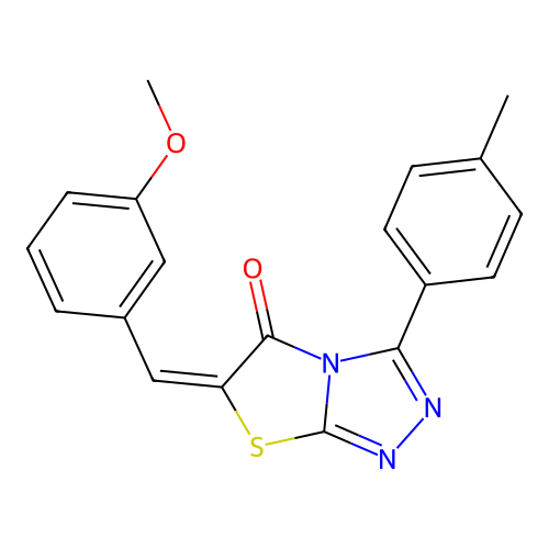 (E)-6-(3-methoxybenzylidene)-3-(p-tolyl)thiazolo[2,3-c][1,2,4]triazol-5(6H)-one structure