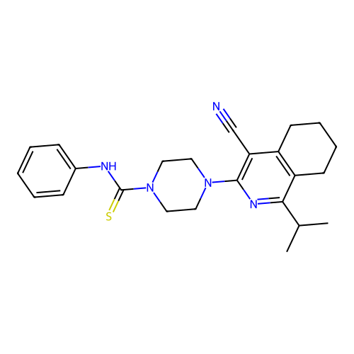 4-(4-cyano-1-isopropyl-5,6,7,8-tetrahydroisoquinolin-3-yl)-N-phenylpiperazine-1-carbothioamide structure