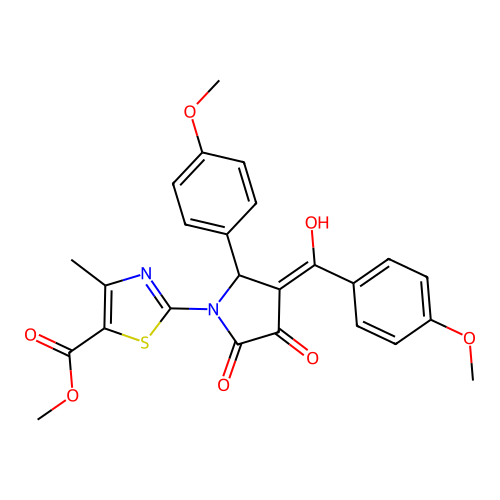 methyl 2-(3-hydroxy-4-(4-methoxybenzoyl)-5-(4-methoxyphenyl)-2-oxo-2,5-dihydro-1H-pyrrol-1-yl)-4-methylthiazole-5-carboxylate structure