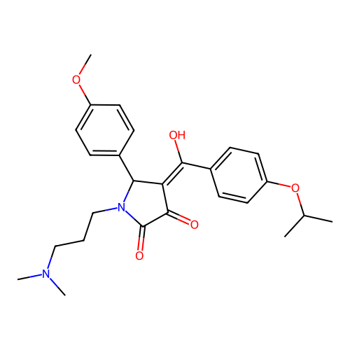 (4E)-1-[3-(dimethylamino)propyl]-4-[hydroxy-(4-propan-2-yloxyphenyl)methylidene]-5-(4-methoxyphenyl)pyrrolidine-2,3-dione structure