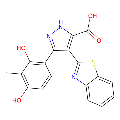 4-Benzothiazol-2-yl-5-(2,4-dihydroxy-3-methyl-phenyl)-2H-pyrazole-3-carboxylic acid structure