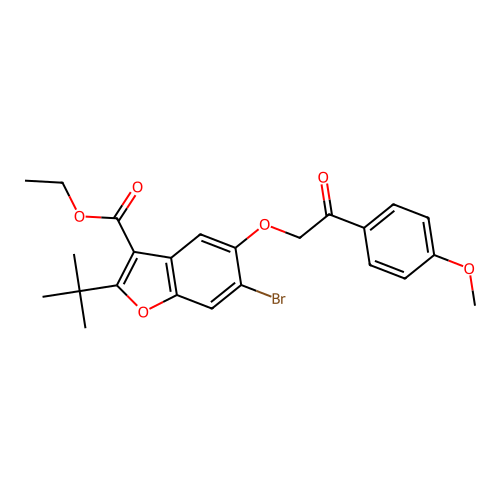 ethyl 6-bromo-2-tert-butyl-5-[2-(4-methoxyphenyl)-2-oxoethoxy]-1-benzofuran-3-carboxylate structure