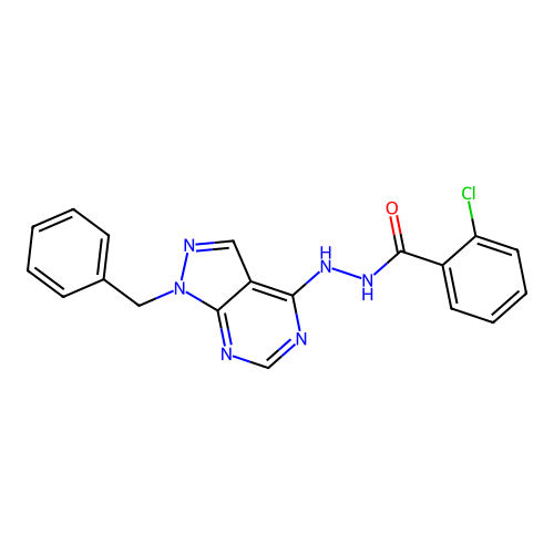 N'-(1-benzyl-1H-pyrazolo[3,4-d]pyrimidin-4-yl)-2-chlorobenzohydrazide structure