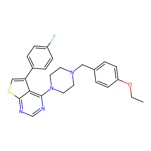 4-[4-(4-Ethoxybenzyl)piperazin-1-yl]-5-(4-fluorophenyl)thieno[2,3-d]pyrimidine structure