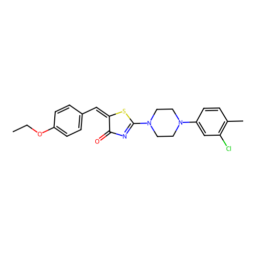 (5E)-2-[4-(3-chloro-4-methylphenyl)piperazin-1-yl]-5-(4-ethoxybenzylidene)-1,3-thiazol-4(5H)-one structure