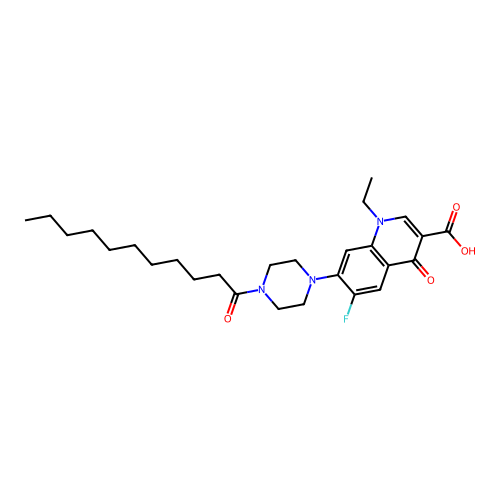 1-ethyl-6-fluoro-4-oxo-7-(4-undecanoylpiperazin-1-yl)-1,4-dihydroquinoline-3-carboxylic acid structure