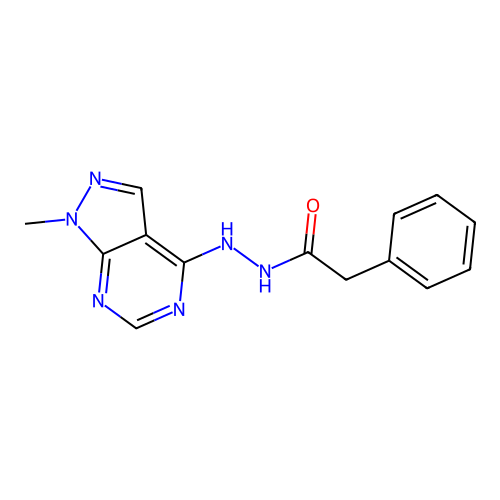 N'-(1-methyl-1H-pyrazolo[3,4-d]pyrimidin-4-yl)-2-phenylacetohydrazide structure