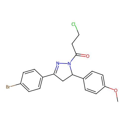 1-[3-(4-bromophenyl)-5-(4-methoxyphenyl)-4,5-dihydropyrazol-1-yl]-3-chloro-propan-1-one structure