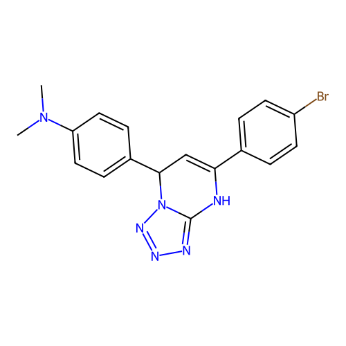 4-(5-(4-bromophenyl)-4,7-dihydrotetrazolo[1,5-a]pyrimidin-7-yl)-N,N-dimethylaniline structure