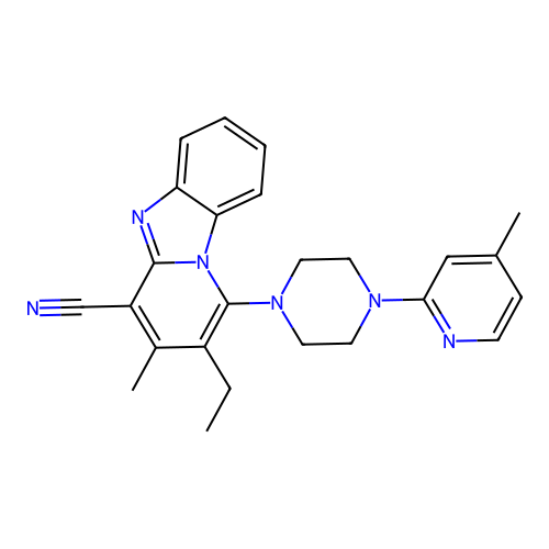 2-ethyl-3-methyl-1-[4-(4-methylpyridin-2-yl)piperazin-1-yl]pyrido[1,2-a]benzimidazole-4-carbonitrile structure