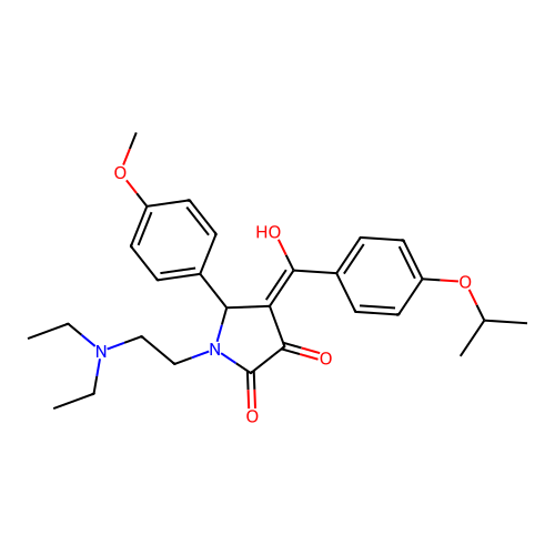 (4E)-1-(2-diethylaminoethyl)-4-[hydroxy-(4-propan-2-yloxyphenyl)methylidene]-5-(4-methoxyphenyl)pyrrolidine-2,3-dione structure