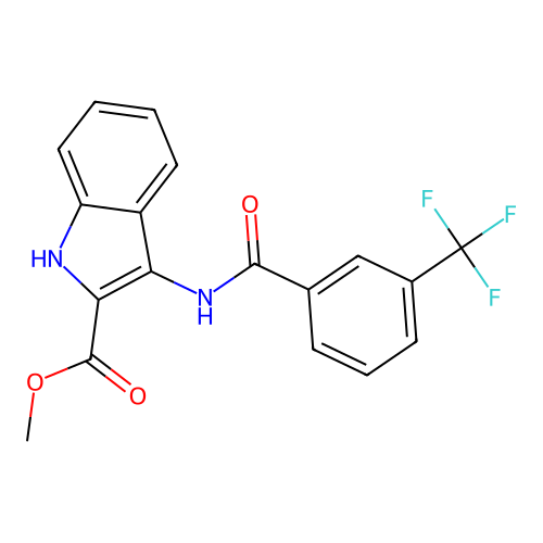 methyl 3-({[3-(trifluoromethyl)phenyl]carbonyl}amino)-1H-indole-2-carboxylate structure