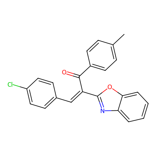 (2Z)-2-benzoxazol-2-yl-3-(4-chlorophenyl)-1-(4-methylphenyl)prop-2-en-1-one structure