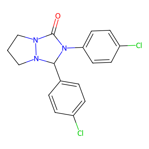 2,3-Bis-(4-chloro-phenyl)-tetrahydro-pyrazolo[1,2-a][1,2,4]triazol-1-one structure