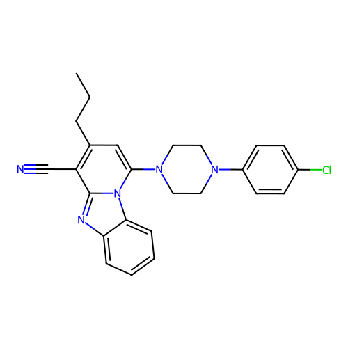 1-[4-(4-chlorophenyl)piperazin-1-yl]-3-propylpyrido[1,2-a]benzimidazole-4-carbonitrile structure