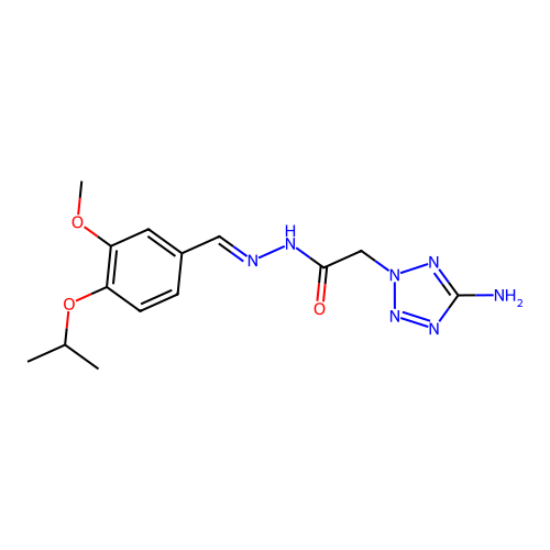 (E)-2-(5-amino-2H-tetrazol-2-yl)-N'-(4-isopropoxy-3-methoxybenzylidene)acetohydrazide structure