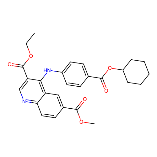 3-ethyl 6-methyl 4-((4-((cyclohexyloxy)carbonyl)phenyl)amino)quinoline-3,6-dicarboxylate structure