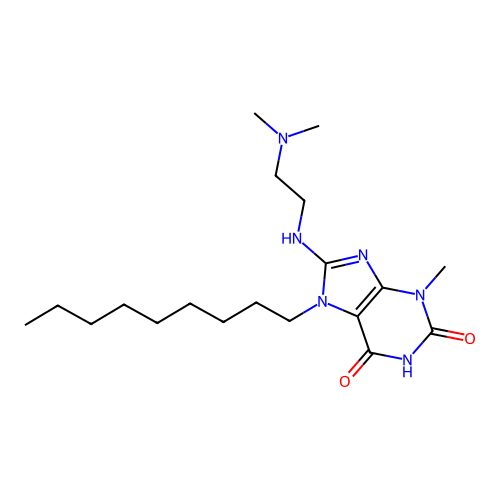 8-(2-dimethylaminoethylamino)-3-methyl-7-nonyl-purine-2,6-dione structure