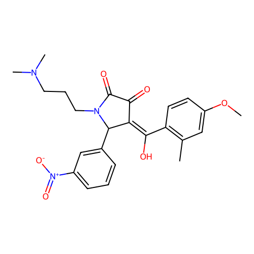 (4E)-1-[3-(dimethylamino)propyl]-4-[hydroxy-(4-methoxy-2-methylphenyl)methylidene]-5-(3-nitrophenyl)pyrrolidine-2,3-dione structure