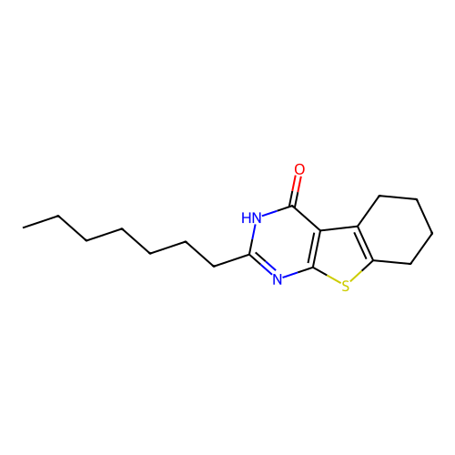 2-heptyl-5,6,7,8-tetrahydro[1]benzothieno[2,3-d]pyrimidin-4(3H)-one structure
