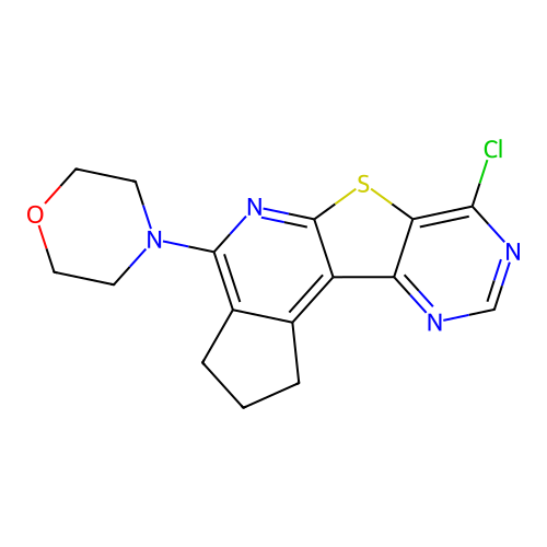 4-(7-chloro-2,3-dihydro-1H-cyclopenta[4',5']pyrido[3',2':4,5]thieno[3,2-d]pyrimidin-4-yl)morpholine structure