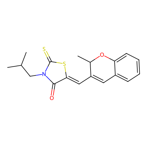 (5Z)-3-isobutyl-5-[(2-methyl-2H-chromen-3-yl)methylene]-2-thioxo-1,3-thiazolidin-4-one structure