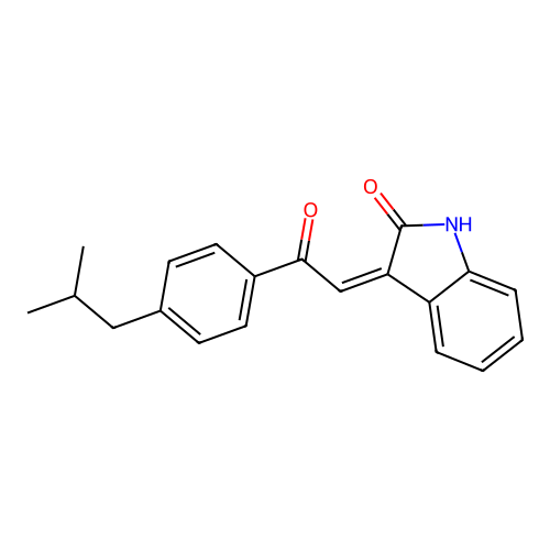 (3Z)-3-{2-[4-(2-methylpropyl)phenyl]-2-oxoethylidene}-1,3-dihydro-2H-indol-2-one structure