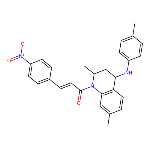 (E)-1-[2,7-dimethyl-4-(4-methylanilino)-3,4-dihydro-2H-quinolin-1-yl]-3-(4-nitrophenyl)prop-2-en-1-one structure