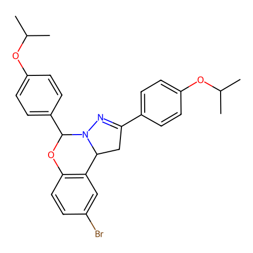 9-bromo-2,5-bis(4-isopropoxyphenyl)-5,10b-dihydro-1H-benzo[e]pyrazolo[1,5-c][1,3]oxazine structure