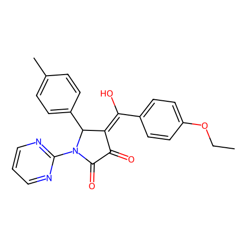 4-(4-ethoxybenzoyl)-3-hydroxy-1-(pyrimidin-2-yl)-5-(p-tolyl)-1H-pyrrol-2(5H)-one structure