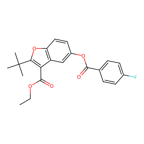 2-(Tert-butyl)-3-(ethoxycarbonyl)benzo[b]furan-5-yl 4-fluorobenzoate structure