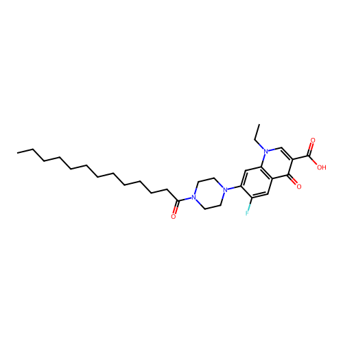 1-ethyl-6-fluoro-4-oxo-7-(4-tridecanoylpiperazin-1-yl)quinoline-3-carboxylic Acid structure