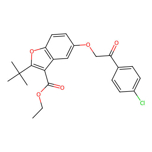 Ethyl 2-tert-butyl-5-[2-(4-chlorophenyl)-2-oxoethoxy]-1-benzofuran-3-carboxylate structure