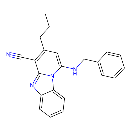 1-(Benzylamino)-3-propylpyrido[1,2-a]benzimidazole-4-carbonitrile structure