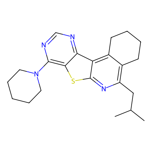 5-(2-methylpropyl)-8-(piperidin-1-yl)-1,2,3,4-tetrahydropyrimido[4',5':4,5]thieno[2,3-c]isoquinoline structure