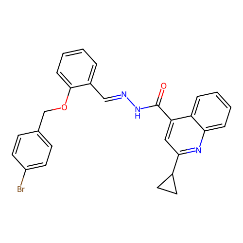 (E)-N'-(2-((4-bromobenzyl)oxy)benzylidene)-2-cyclopropylquinoline-4-carbohydrazide structure