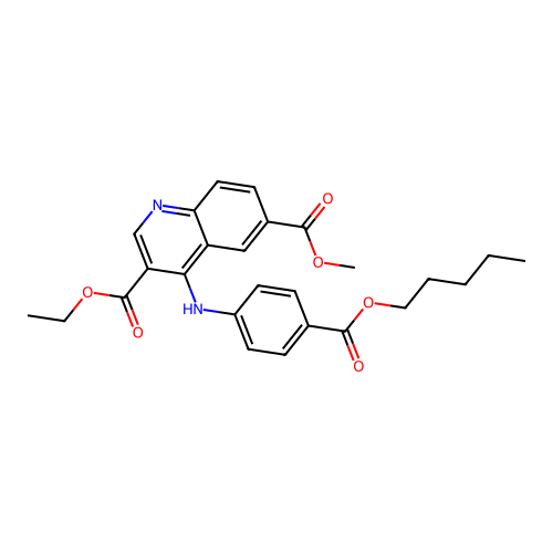 3-ethyl 6-methyl 4-((4-((pentyloxy)carbonyl)phenyl)amino)quinoline-3,6-dicarboxylate structure