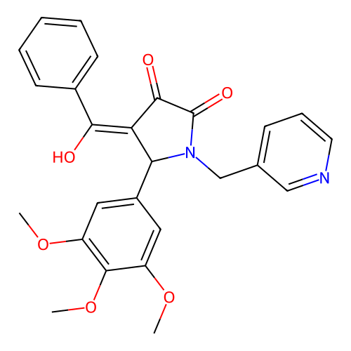 (4E)-4-[hydroxy(phenyl)methylidene]-1-(pyridin-3-ylmethyl)-5-(3,4,5-trimethoxyphenyl)pyrrolidine-2,3-dione structure