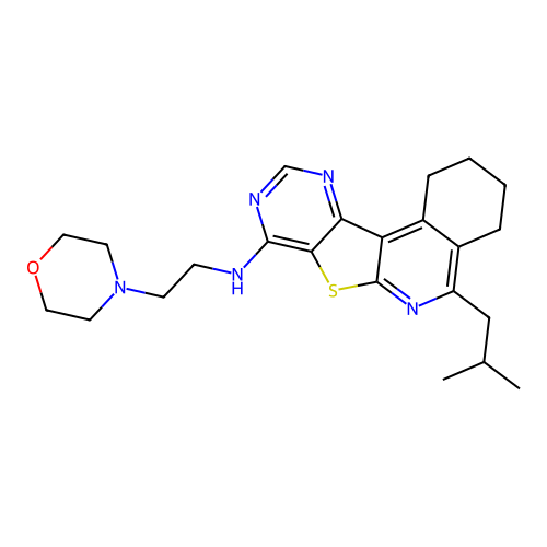 5-(2-methylpropyl)-N-[2-(morpholin-4-yl)ethyl]-1,2,3,4-tetrahydropyrimido[4',5':4,5]thieno[2,3-c]isoquinolin-8-amine structure